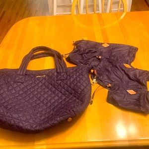 Me Wallace deep purple medium metro tote with 3 pouches